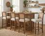 30 Inch Counter Height Stools Set of 2 Rattan Farmhouse Barstools Mid Century Modern Bar Chairs Upholstered Kitchen Bar Stools with Wood Legs for Island/Dining Room, Linen Beige