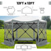 12X12Ft Pop-Up Gazebo EZ Set-Up Camping Canopy Tent with 6 Sides Mosquito Netting, Waterproof, UV Resistant, Portable Screen House Room, Outdoor Party Tent with Carry Bag, Ground Spike, Gray