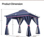 Patio Gazebo 10'X10', Outdoor Heavy Duty Party Tent Shelter with Double Roofs, Mosquito Nettings and Privacy Screens for Backyard, Garden, Lawn, Classic Blue