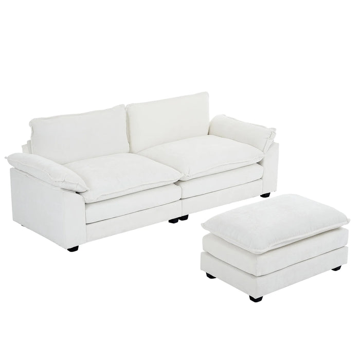 Convertible Sectional Sofa with Chaise L Shaped Couch with Ottoman Reversible 2-Seat Sofa Sectional Couch Sets for Apartment Beige