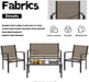 4 Pieces Patio Furniture Set, Outdoor Conversation Sets for Patio, Lawn, Garden, Poolside with a Glass Coffee Table, Brown