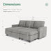 Grey Sectional Sofa Set with Ottoman  L-Shaped Chaise