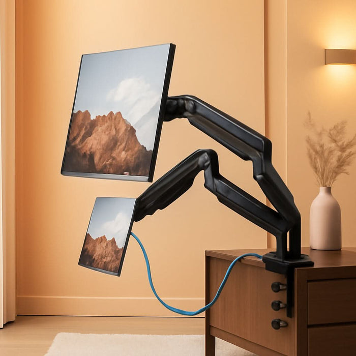 Dual Monitor Stand with USB, Height Adjustable
