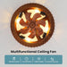 20'' Caged Low Profile Fandelier Ceiling Fan with Light and Remote Walnut