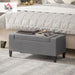 Storage Ottoman, Linen Upholstered Storage Bench with Lift Top and Button Tufted for Living Room, Gray
