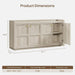 61.7" 4-Door Buffet Sideboard Cabinet Living Room, Grey White Oak