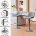 All Grey Bar Stools Set of 2, Upholstered Counter Height Bar Stool, Adjustable Swivel Faux Leather Barstools, with Padded Back, Metal Base, Kitchen Chairs for Home Island