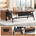 L Shaped Computer Desk with Mobile File Cabinet & Power Outlets, Executive Home Office Desk with Storage Drawers, Pegboard, Cable Management, Reversible L Desk for Work & Gaming, Black + Brown