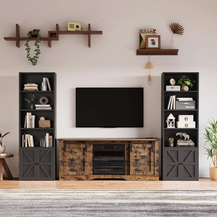 Bookshelf Bookcase with Doors, 6 Tier 71" Tall Wooden Storage Shelves Organizer, Floor Standing Display Cabinet Shelves, Home Decor Furniture for Home Office, Living Room, Bedroom, Black