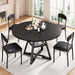 Round Dining Table Set for 4, Kitchen Table and Chairs for 4, Circle Table round Pedestal Dining Room Dinner Dinette Table Set,5 Piece Space Saving Wood Kitchen & Dining Room Tables (Black, 47In)