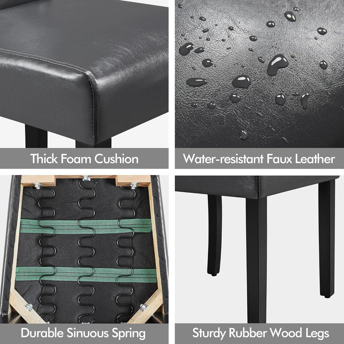 Button Tufted Dining Chairs Parsons Chair Set of 2, Faux Leather Dining Room Chairs Side Chairs High Back for Home Kitchen Living Room, Gray