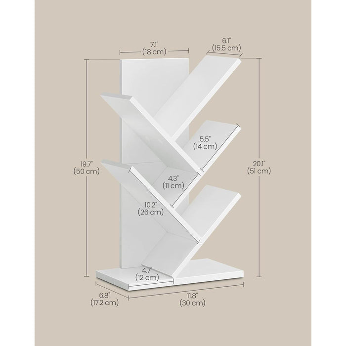 Tree Bookshelf, 5-Tier Bookcase, Small Bookshelf, Space-Saving Corner Shelf, Book Tree, Holds Books, Cds, Games, for Bedroom, Living Room, Home Office, Cloud White ULBC183T14