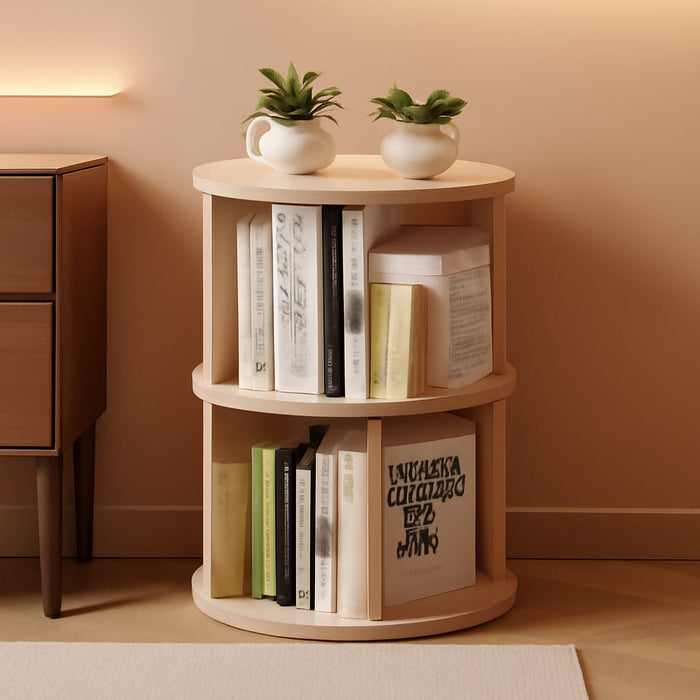 Wooden Rotating Bookshelf 2Tier Floor Display Rack