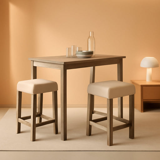 Sora Wood 3-Piece Counter Height Dining Set, Taupe