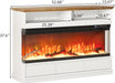 Fireplace TV Stand with 50" Electric Fireplace, Fireplace Entertainment Center with 3-Side Glass Insert, 3 Drawers, TV Stands for Living Room, White