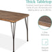 5-Piece Metal and Wood Indoor Modern Rectangular Dining Table Furniture Set for Kitchen, Dining Room, Dinette, Breakfast Nook W/ 4 Chairs - Drift Brown
