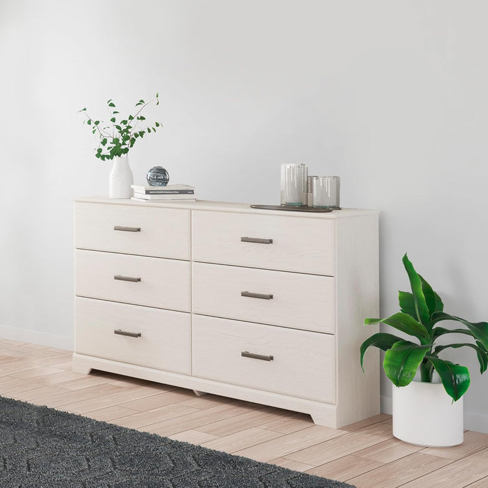 Signature Design by Ashley Stelsie 6 Drawer Bedroom Dresser, White, 60 Inch