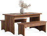 55" Dining Table with 2 Benches, Dining Table Set for 4-6 People, Farmhouse Kitchen Table with Bench, Dining Room Table Set