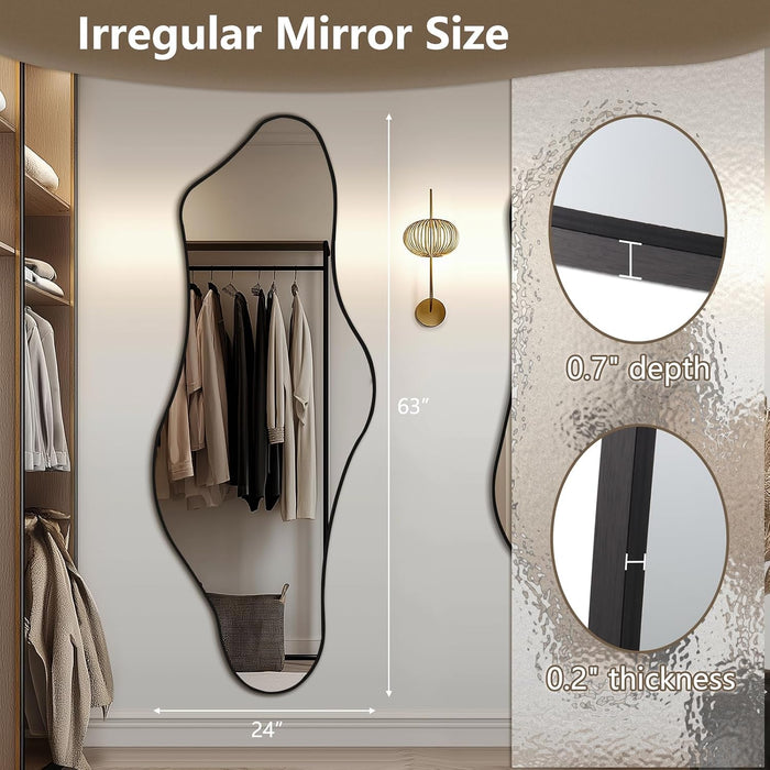 Irregular Mirror 63"X24" Cloud Vanity Mirror Wall Decor, Black