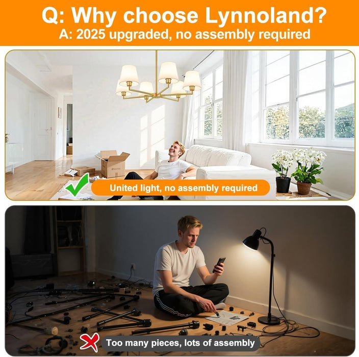 36" Gold Chandelier for Dining Room Light Fixture (6-Light, 36-Inch), Adjustable Linear Gold Dining Room Chandelier with White Fabric Shade, Linear Pendant Light Fixture for Kitchen Bulb Not Included