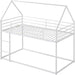 Bunk Bed Twin over Twin Metal Floor Bunk Bed with Ladder, House Shaped Bunk Bed Frame with Metal Slats for Dormitory and Bedroom, Space Saving, No Box Spring Needed