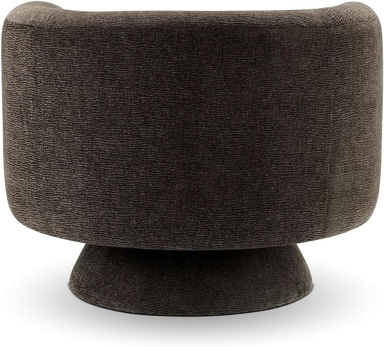 Swivel Accent Chair, Mid Century Modern round Barrel Chairs, Upholstered Velvet Fabric Home Sofa Living Room with Solid Wood Base, Single Sofa Lounge Chair, Espresso