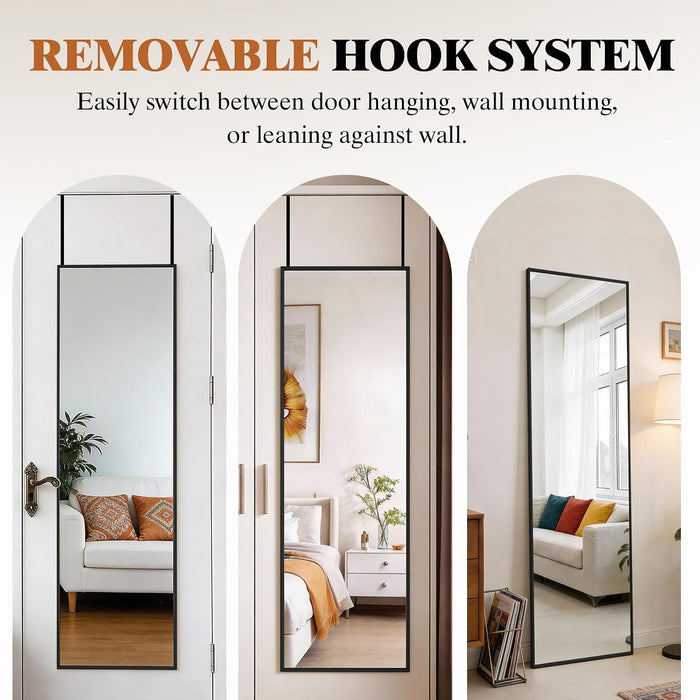 47"X14" Full Length Door Mirror, Full Body Mirror, Black