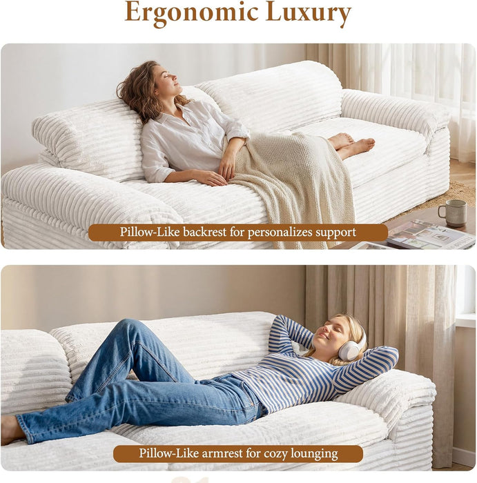 Beige Oversized Sofa For Living Room InteriorDecor
