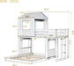 Antique Gray TwinOverFull BunkBedWithRoofAndGuardrails