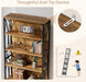 Industrial Six Tier Tall Bookshelf BrownAndBlackFinish