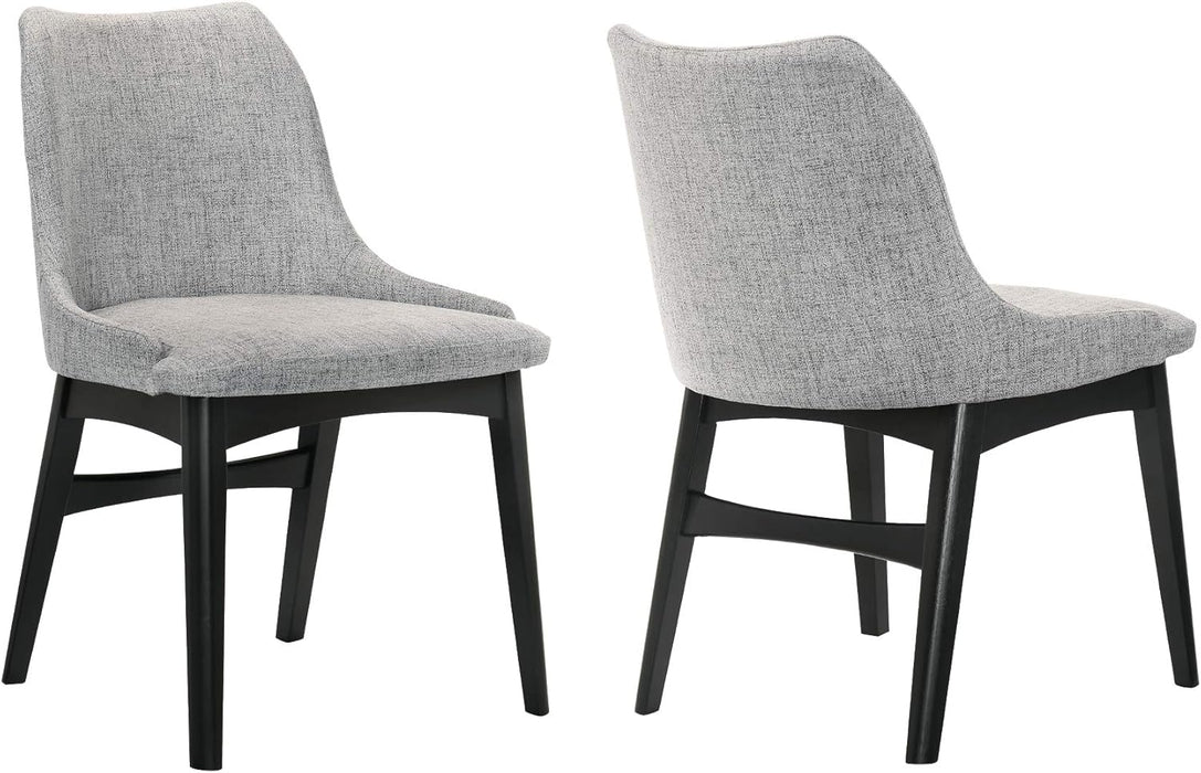 Azalea Fabric Wood Dining Side Chairs-Set of 2, 19" SH, Gray/Black