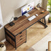 Computer Desk with 3 Drawers, 59-Inch PC Desk with Reversible Drawers, Industrial Study Writing Table Workstation with File Storage for Home Office, Walnut