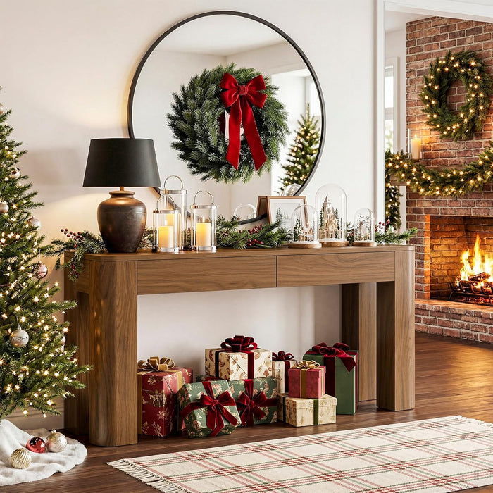 Console Table with 2 Drawers for Entryway, 63 Inches Narrow Long Sofa Table behind Couch with Storage, Farmhouse Accent Entrance Piece for Entry, Living Room, Hallway