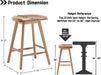 Backless Counter Height Bar Stools Set of 2, 24’’ Rustic Farmhouse Wooden Saddle Stools Ergonomic-Seat Bar Chairs, Bar Height Barstools for Kitchen Counter Island, Brown