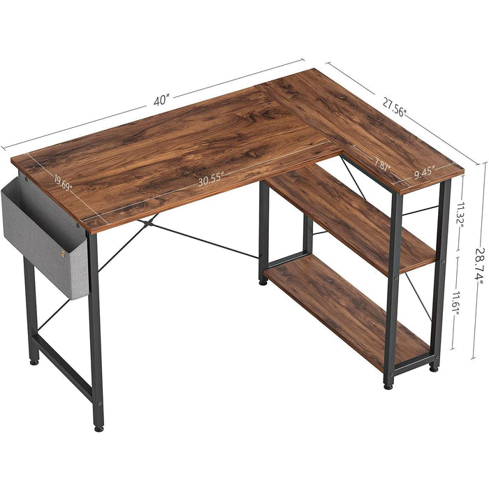 Small L-Shaped Desk with Storage Shelves