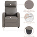 Modern for Living Room Recliner Sofa Reading Chair Winback Single Sofa Theater Seating Lounge with PU Leather Padded Seat Backrest,Grey