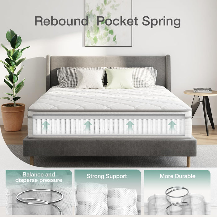 10 Inch Twin Mattress, Hybrid Mattress Twin Size with Comfortable Foam & Individually Pocket Spring, Twin Size Mattresses in a Box for Back Pain Relief & Support, Certipur-Us Certified