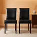 Upholstered Kitchen & Dining Room Chairs with Low Back, Faux Leather Armless Dining Chairs with Solid Wood Legs, Set of 2, Black