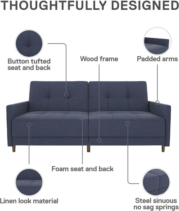 Modern Navy Futon Sofa Bed