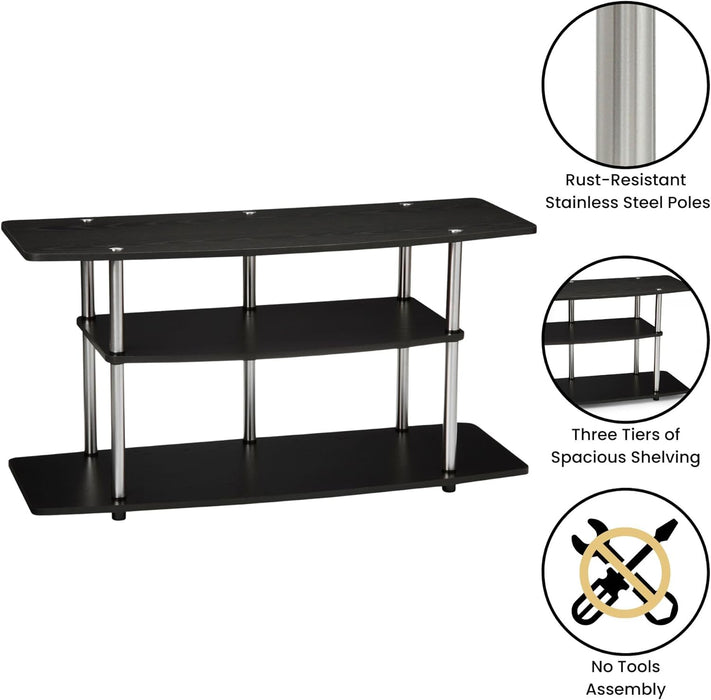Designs2Go No Tools 46 Inch 3 Tier Wide TV Stand, Black