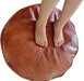 Faux Leather Pouf Cover,Unstuffed Pouf Ottoman Round,Φ19.7X13.7 Mid-Century Moroccan Large Floor Storage Foot Rest Bean Bag for Living Room Bedroom,Brown