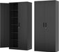 Metal Storage Cabinet-72” Tall Steel File Cabinet with Lockable Doors and Adjustable Shelves-Black Steel Storage Cabinet for Home, School, Office, Garage