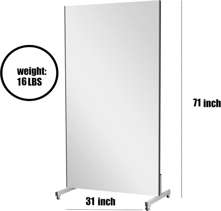 71" X 31" Oversized Mirror on Wheels Black Glassless 360°Huge Dancing Rolling Dance Studio Full Length Standing for Home Gym Workout Large (Black Rolling Mirror 71" X 31", Large)