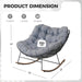 Outdoor Papasan Rocking Chair with Thick Cushion, Light Grey