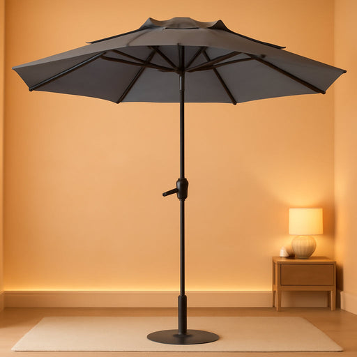 10Ft Patio Umbrella, 3 Tier Outdoor Market Table Umbrellas with 8 Fiberglass Ribs and Push Button Tilt, Windproof, Vented Canopy, UV Protection for Deck, Pool, Backyard