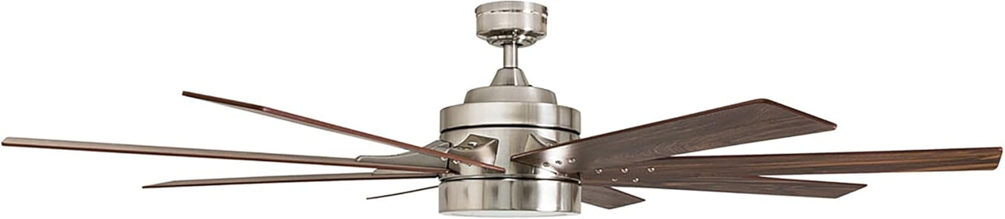 Ceiling Fans Xerxes Modern 62 Inch Ceiling Fan with Light, Remote Control Fan, LED Indoor Fan with 8 Blades, French Oak and Gray Oak Blade Finish Options, Brushed Nickel (50608-01)