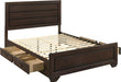 Home Furnishings - Kauffman - Wood - Queen Platform Bed with Horizontal Planked Headboard, 4 Drawers, and Side Storage - Bedroom - Dark Cocoa - 204390Q