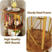 5 Tier Rotating Bookshelf Tower, Revolving Bookcase, 360° round Spinning Book Shelf, Narrow Swivel Bookshelves Vertical Turning Corner Bookshelf Organizer for Bedroom, Living Room, Gold & Brown