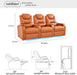 Leather Home Theater Seating, Simple Style Top Grain Leather Game Seats Movie Theater Chairs Recliner Sofa with Type-C USB Charger (Orange, Row of 3)