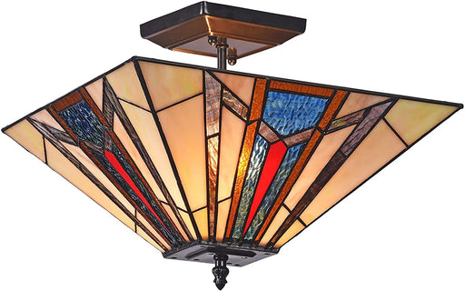 Mission 2 Light Blackish Bronze Semi-Flush Ceiling Fixture 14" Wide